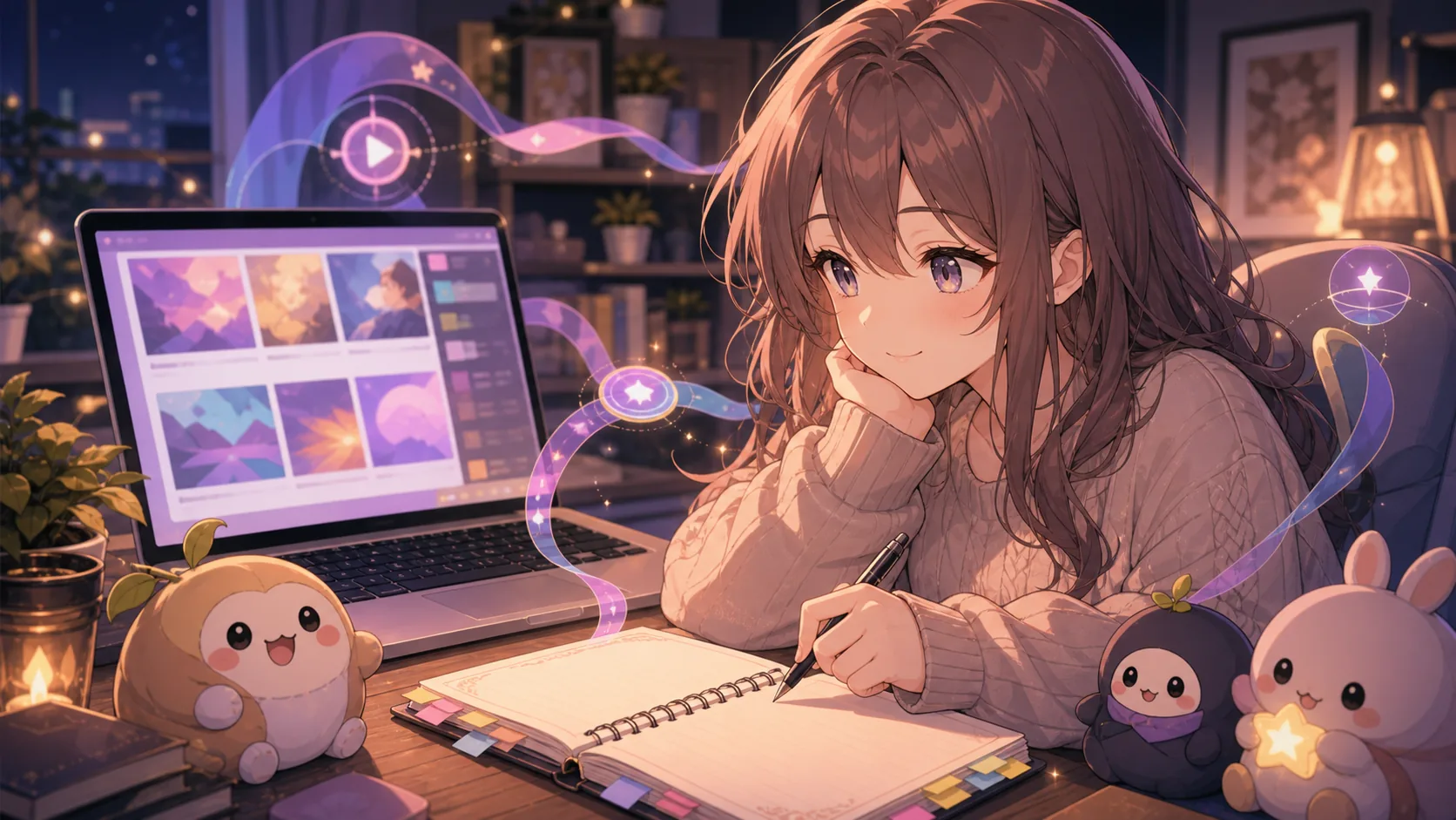 配信アーカイブのメモと公式リンクを整理するかわいいオリジナルキャラクターのイメージ