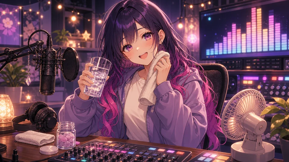 練習中の曲と喉の調整が見えた中盤