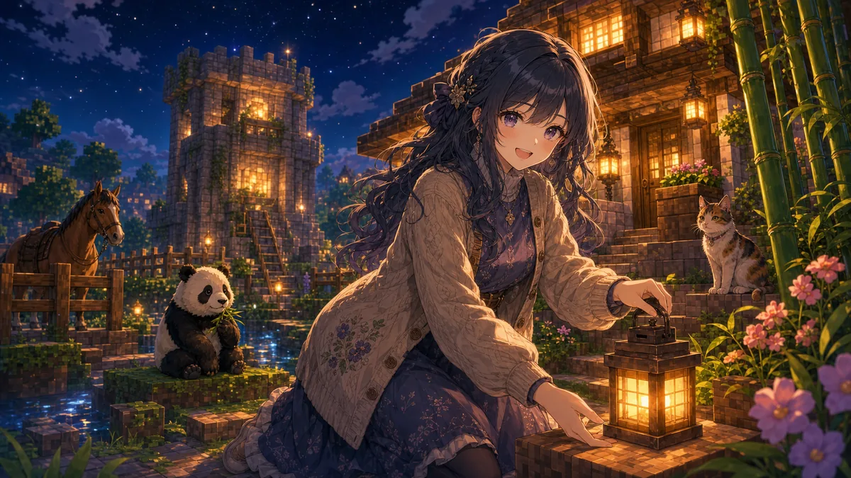 夜の拠点で動物と明かりが並ぶ締めのイメージ