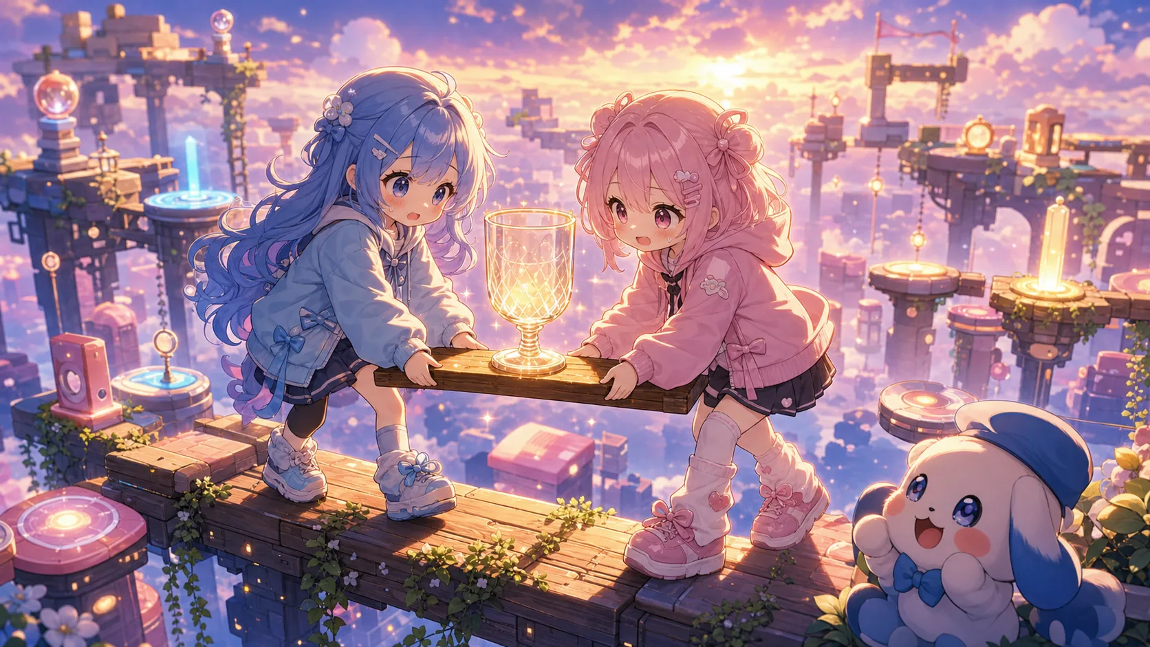 天使うと×dtto.『Carry The Glass』、6時間越えの協力プレイ 「せーの」で粘ったガラス運び のV-BUZZ独自アイキャッチ
