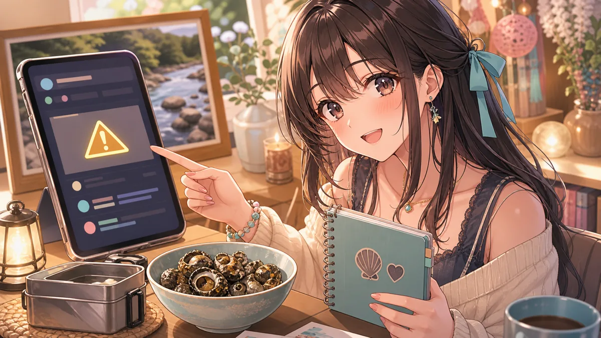 動画概要欄と注意書きを確認するオリジナルキャラクター