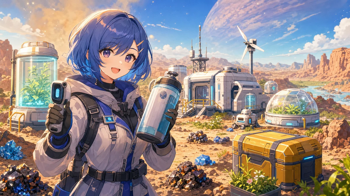 アルス・アルマル『The Planet Crafter』初回配信 酸素切れの探索から青く澄む空まで進んだ惑星開拓 のV-BUZZ独自アイキャッチ