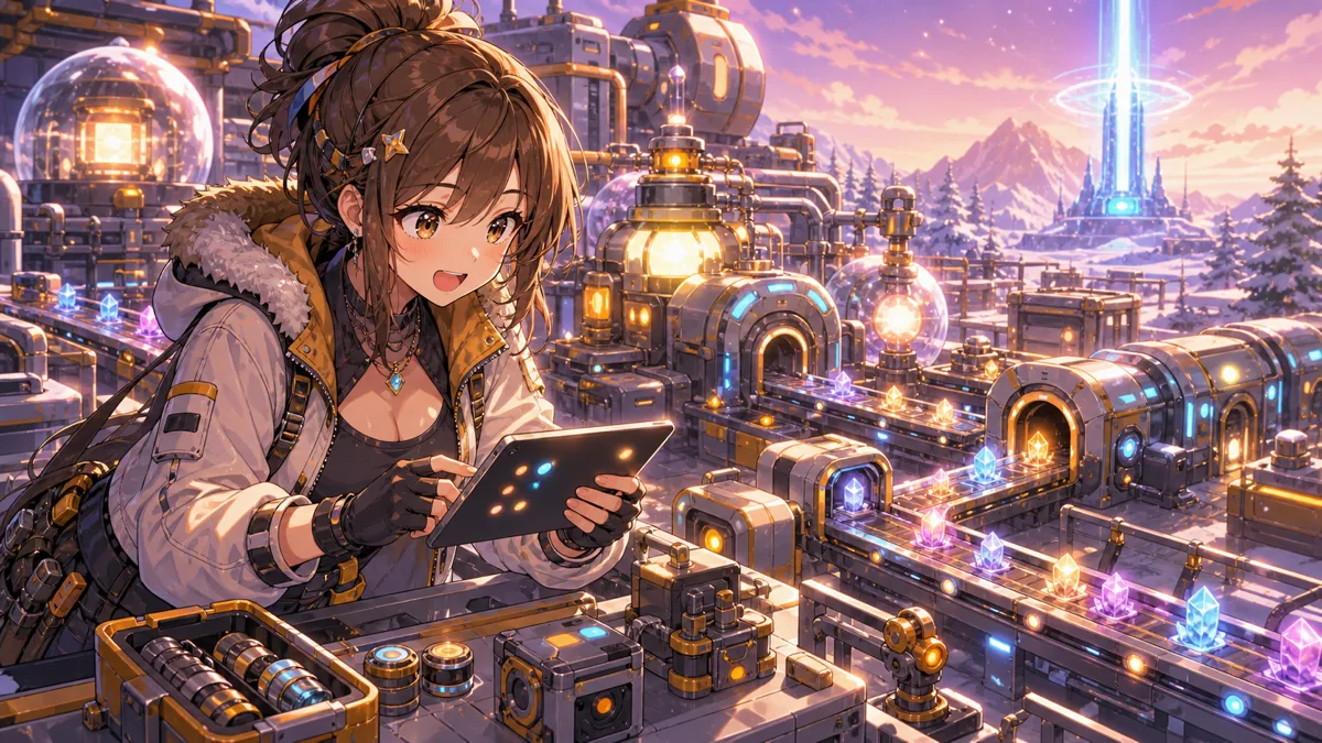 自動生産と探索の広がりを示すオリジナルイラスト
