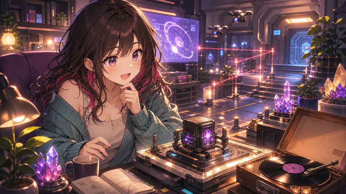 研究所のストーリーと修理プラットフォームを追うオリジナル女性キャラクターのイメージ