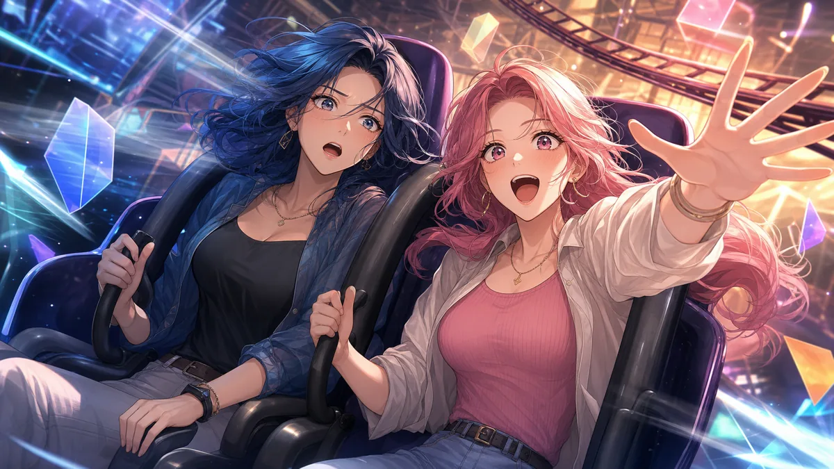 呪術風の抽象4Dシアターとストーリーライドを楽しむオリジナル女性二人組