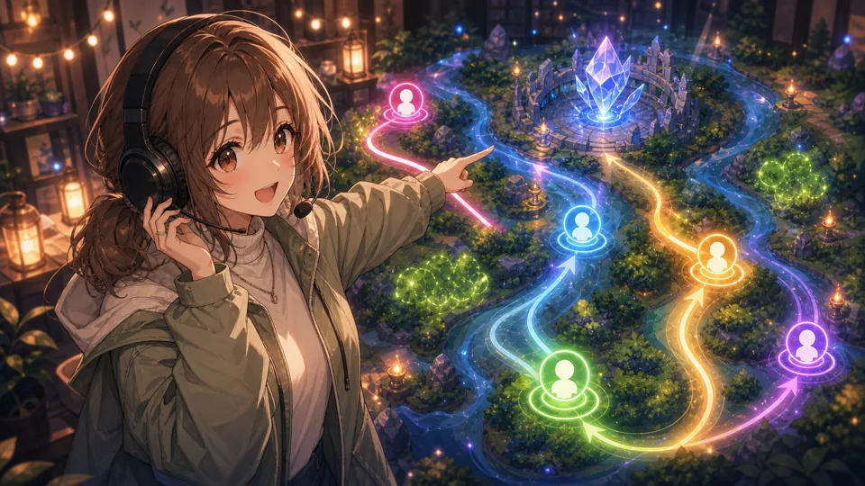 ドラゴン周辺の判断をするオリジナル配信者キャラクターのイラスト