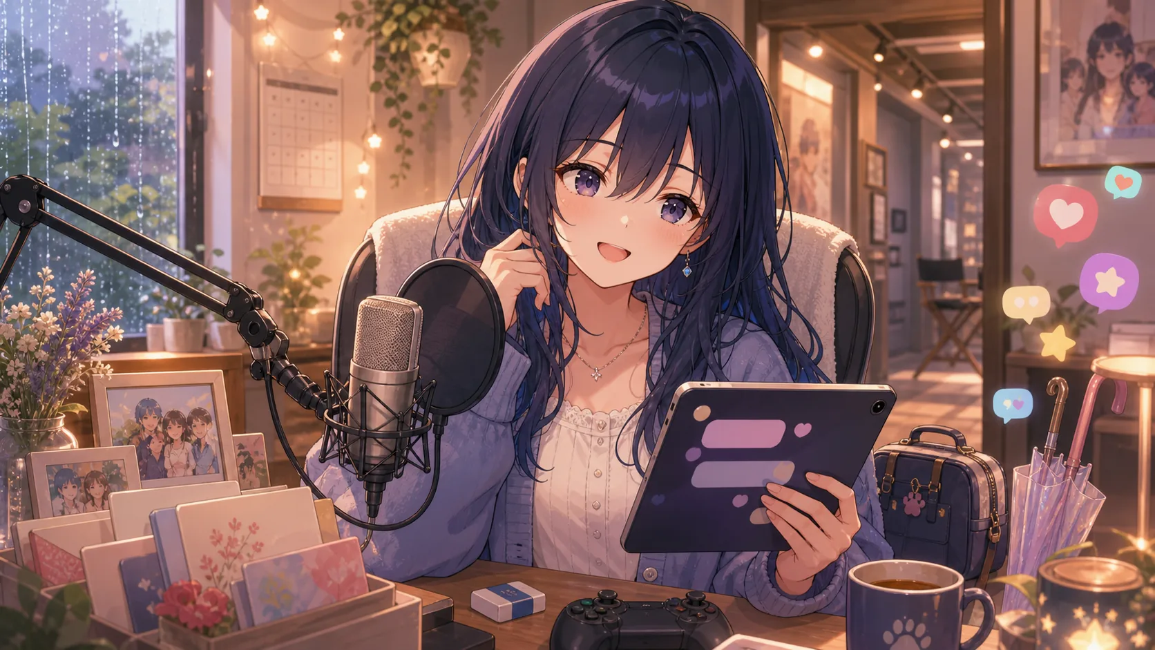 身近な人の話とスパチャ読みをイメージしたオリジナルイラスト