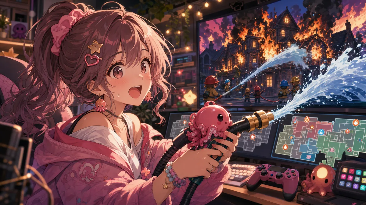 一ノ瀬うるは、OCTOPinbsで消火と人狼探しに大混乱 火を消す手元と疑う声が同時に走ったコラボ配信 のV-BUZZ独自アイキャッチ