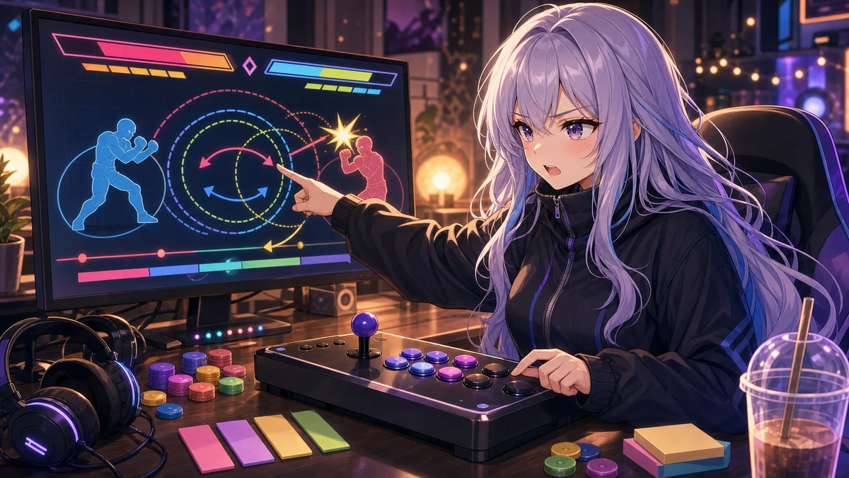 対戦画面を見ながらゲージと距離を確認する配信部屋のイメージ
