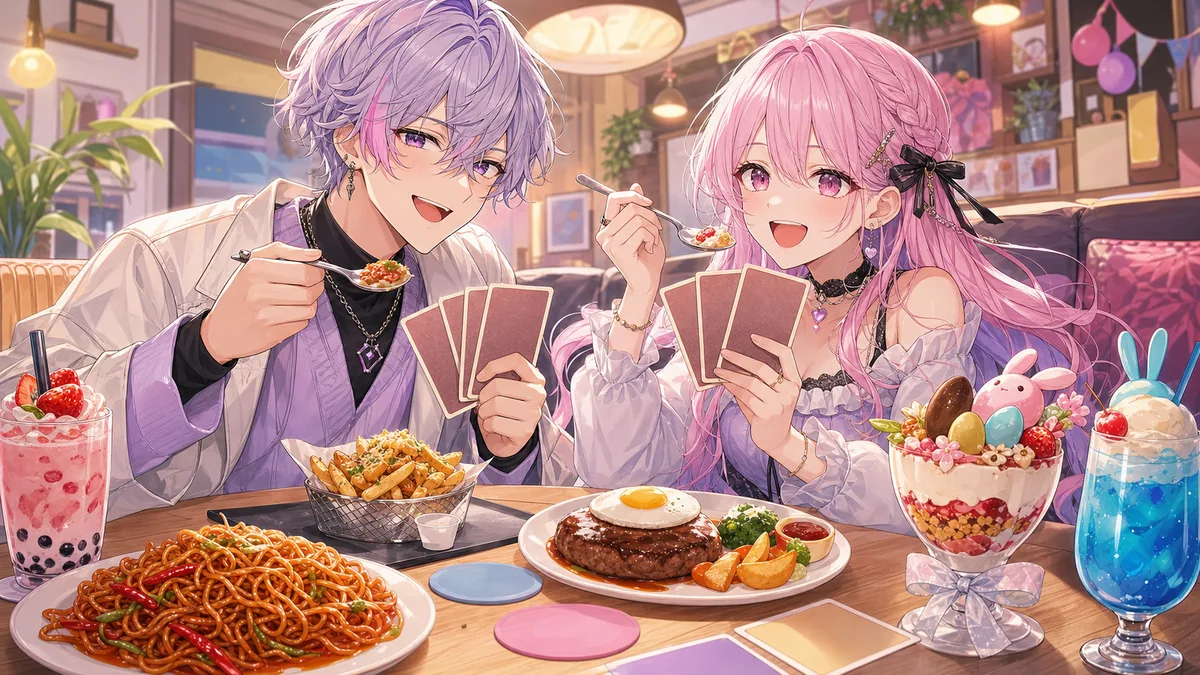 犬山たまき&神楽めあ、DiCEコラボカフェ食レポ動画を公開 NGワードありの心理戦でメニュー紹介もにぎやかに のV-BUZZ独自アイキャッチ