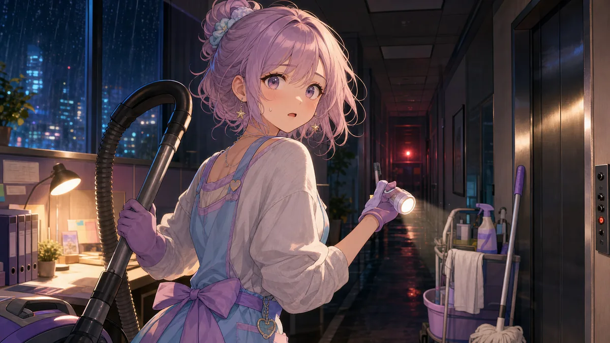 炉なる、『夜勤清掃』で深夜ビル清掃に挑戦 バッドエンドからグッドエンドまで拾ったホラー配信 のV-BUZZ独自アイキャッチ
