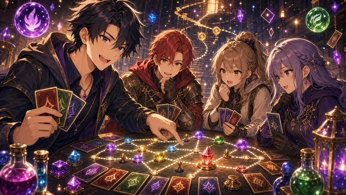 4人マルチのルート相談を表したオリジナルイラスト