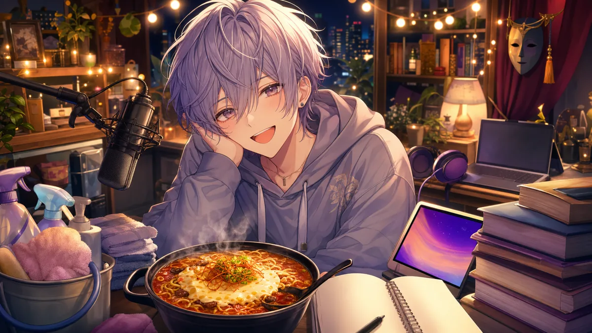 解 -Kai-、深夜雑談で掃除予定からラーメン・部活・アニメ話へ 海外コメントも混ざったチル回 のV-BUZZ独自アイキャッチ