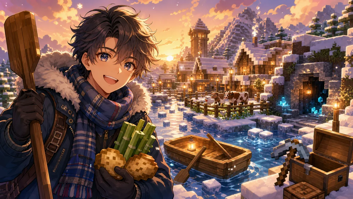 解 -Kai-、ソロマイクラ初回で雪村スタート 拠点づくりから氷上ボートまで新シリーズの入口が見えた のV-BUZZ独自アイキャッチ