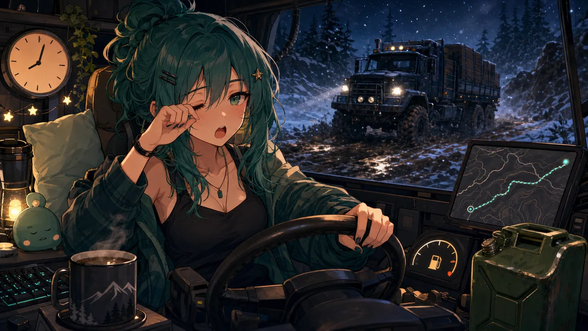 河崎翆『SNOW RUNNER』深夜ドライブ配信、寝不足のままパインウッド輸送へ向かう4時間 のV-BUZZ独自アイキャッチ