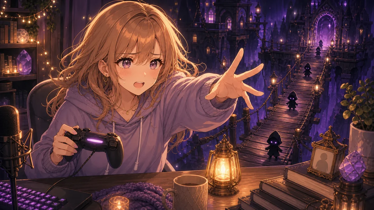 ノームの応援を背にDLC最終章へ踏み出すオリジナルキャラクターのイメージ