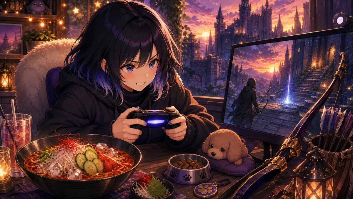 尾幌こま『ELDEN RING』#4、城の奥で弓と走り抜けを試す 冷やし辛ラーメン雑談からボス前まで進んだ2時間47分 のV-BUZZ独自アイキャッチ
