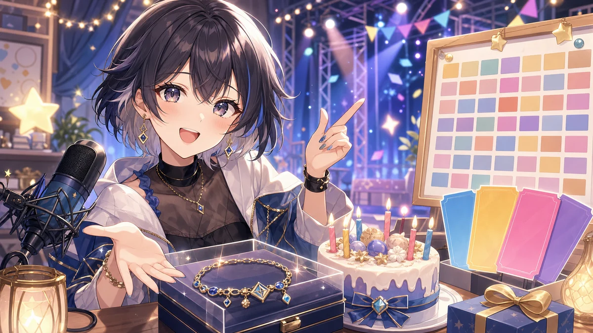 黒江萬白の4月告知配信、コラボブレスレット販売と5月9日リアルイベントを整理 のV-BUZZ独自アイキャッチ