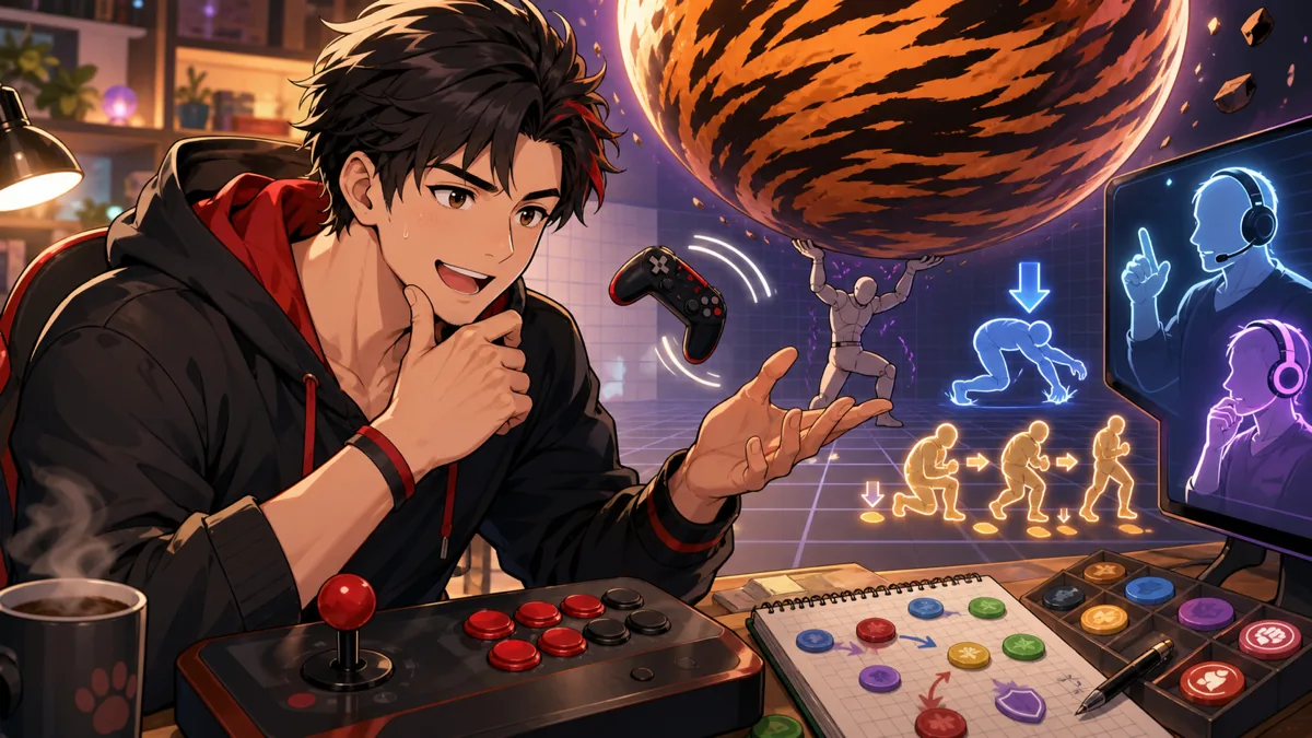 惑星サガットの重力とコーチング開始をイメージしたオリジナル男性キャラクターのサムネイル