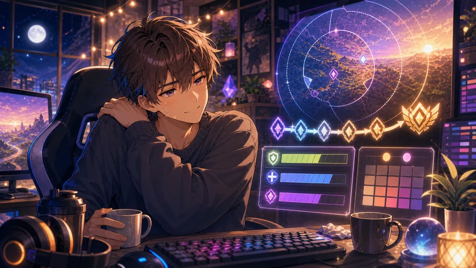 APEXの長時間配信終盤にポイントと残り日数を整理するオリジナルイラスト