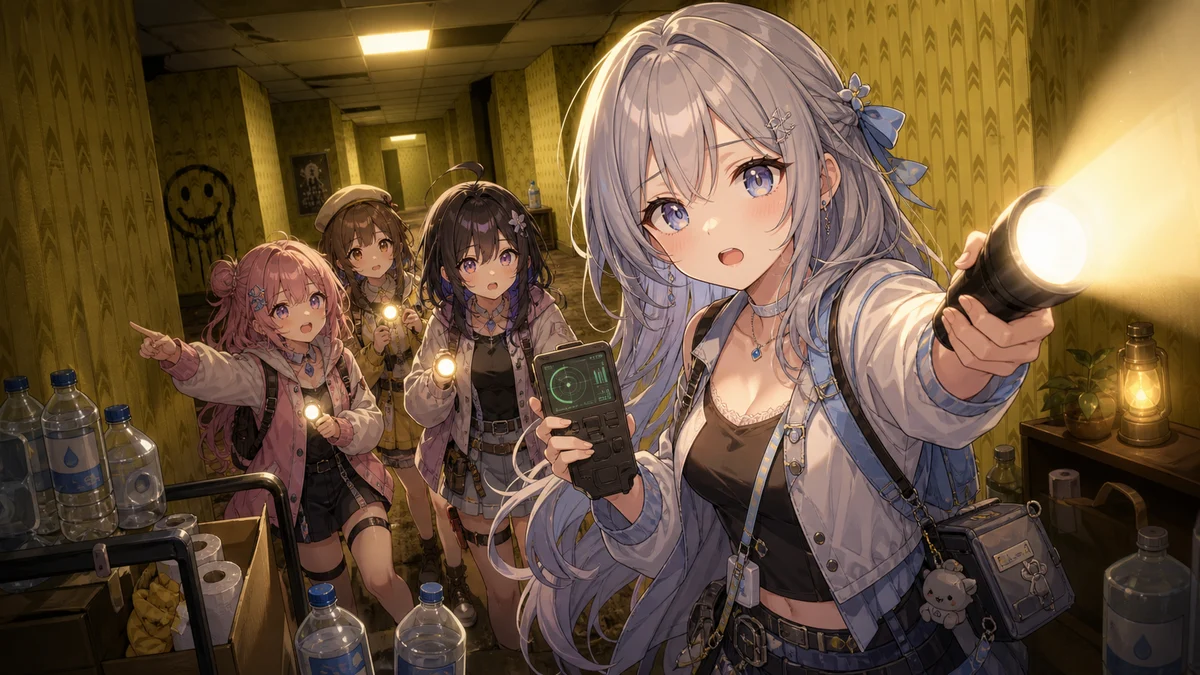 七瀬ゆい、4人コラボで『Escape the Backrooms』に挑戦 水路、橋、レバー攻略まで声を掛け合った回 のV-BUZZ独自アイキャッチ