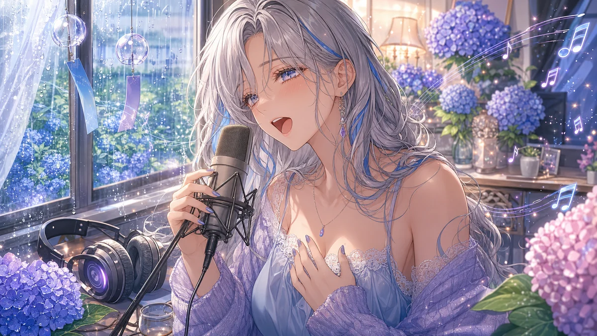 七㌨、眩暈SIREN「紫陽花」をカバー 梅雨の色合いをまとった歌ってみたを公開 のV-BUZZ独自アイキャッチ