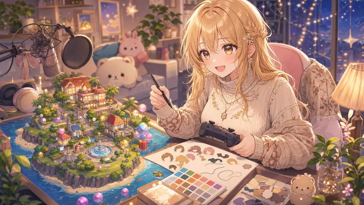 小鳥谷なの、『トモダチコレクション わくわく生活』初回配信 島名決めから住人づくりまで約5時間じっくり遊ぶ のV-BUZZ独自アイキャッチ