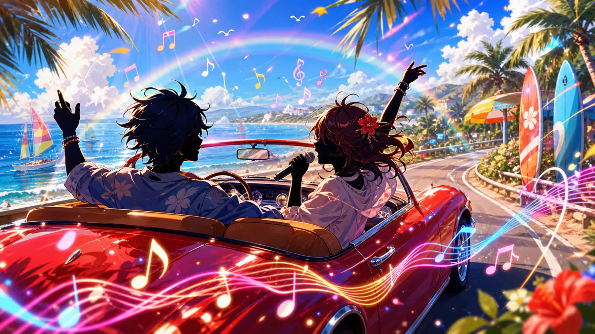 桜花さくら×爺童丸『summertime』歌ってみた、海辺ドライブと字幕で残る夏のカバー のV-BUZZ独自アイキャッチ