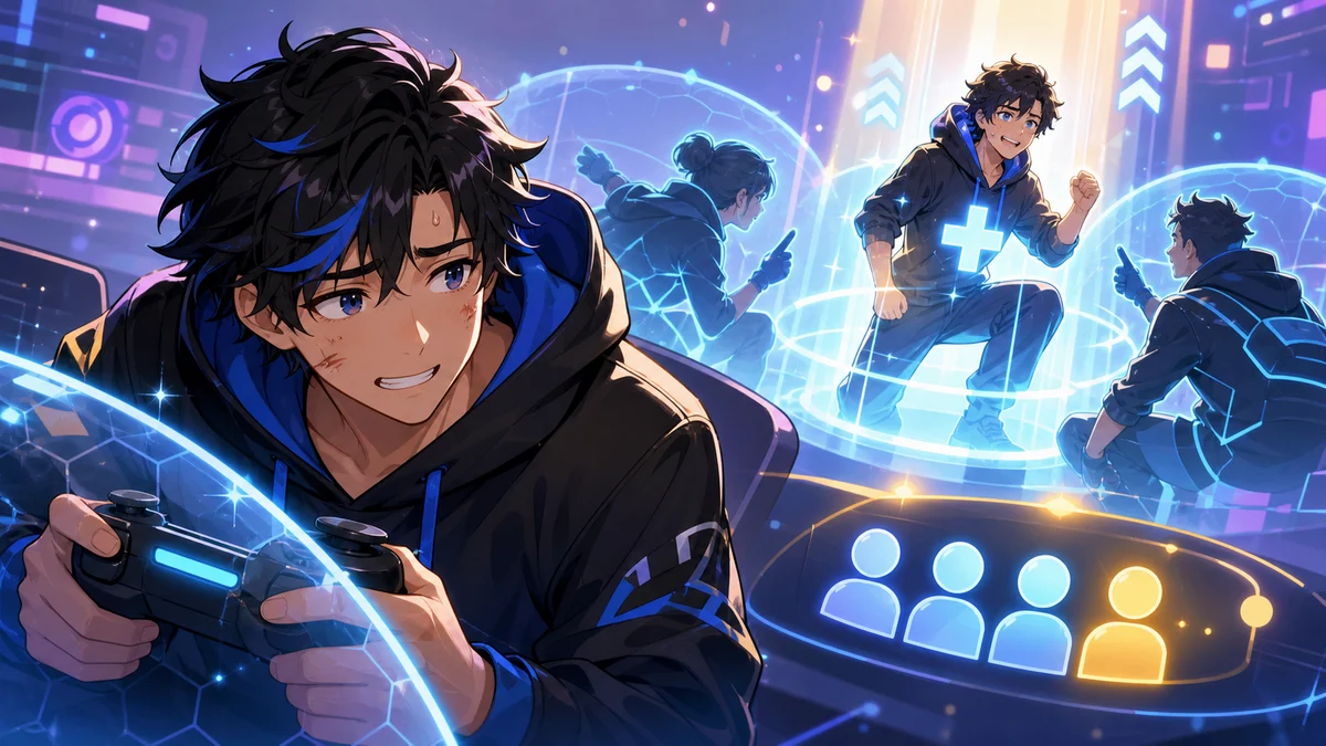 戦闘中に仲間を待ちながら立て直すゲーム配信のイメージ