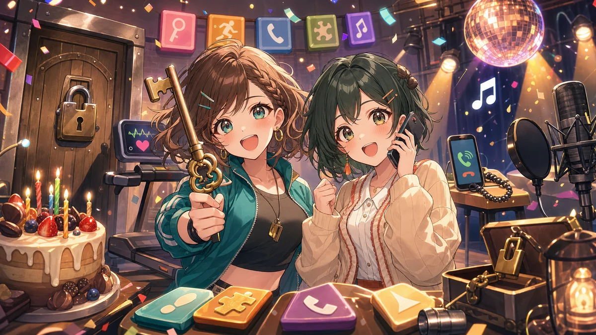 音霊魂子&栗駒こまる、たまこま1周年3D配信を脱出企画に 2kmランと通話ミッションから新カバーへ のV-BUZZ独自アイキャッチ