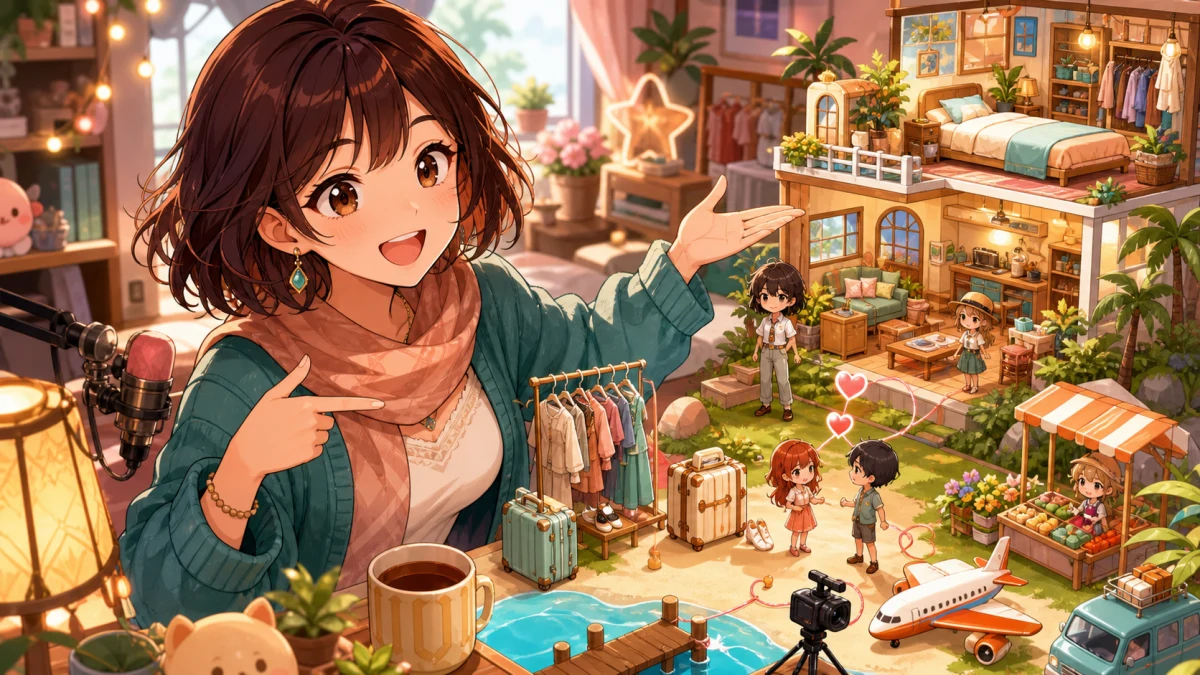 白上フブキ『トモダチコレクション』でホロエンタメランド巡回 ジャック君、衣装、ニュース演出で島が動く のV-BUZZ独自アイキャッチ