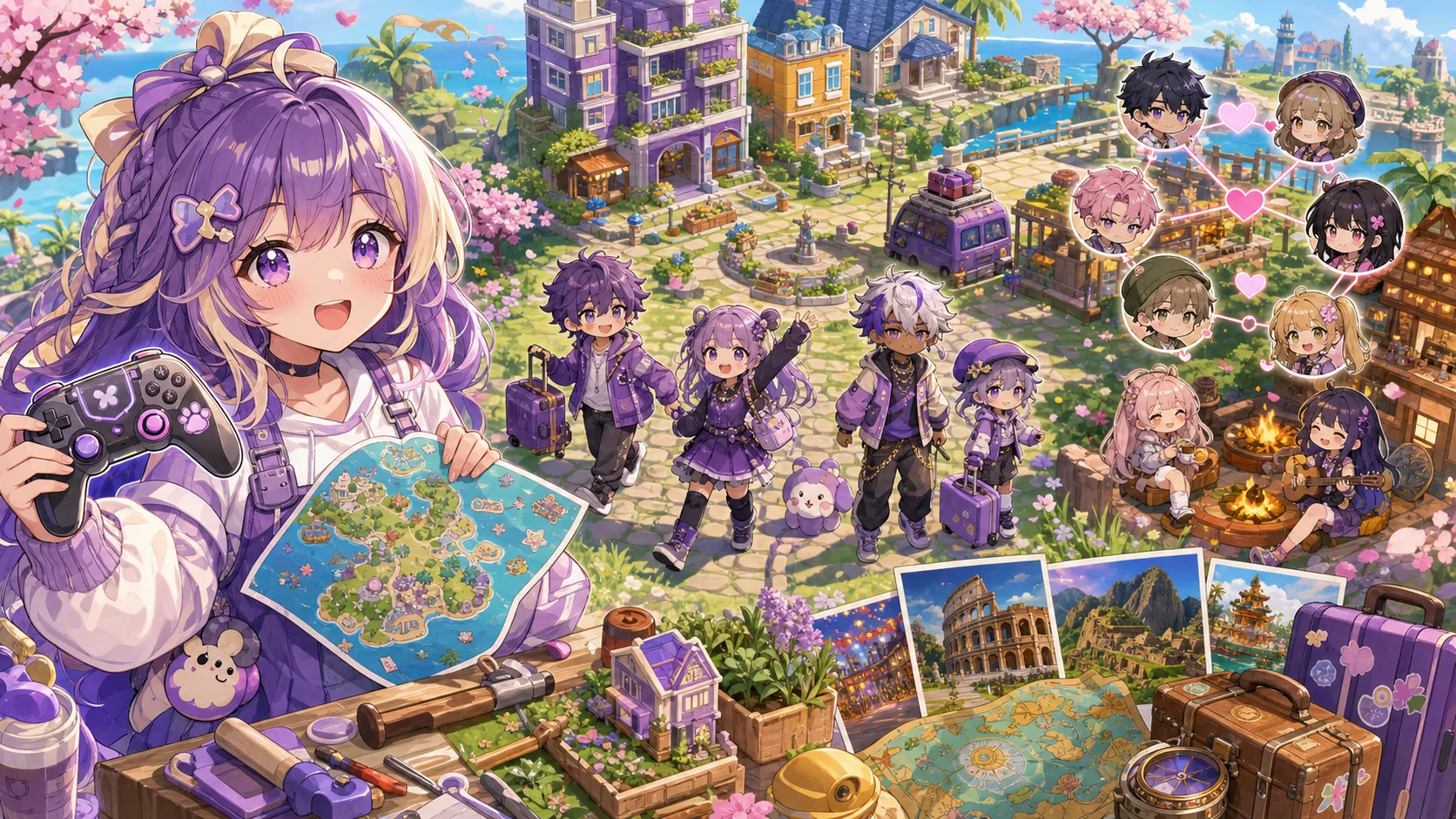 白上フブキ、『トモダチコレクション』でTeamsPurple組が合流 島づくりと恋の相談で広がるホロエンタメランド のV-BUZZ独自アイキャッチ