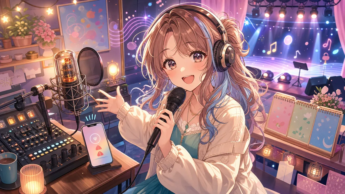 白玖ウタノ、月曜歌枠で真空管マイクを試す アニソン多めの4時間と5月ライブ案内 のV-BUZZ独自アイキャッチ