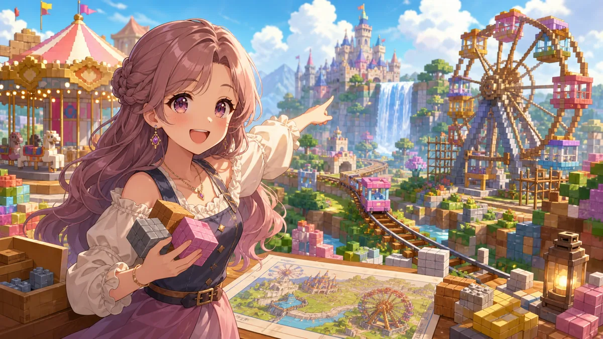 すあお嬢、初マイクラ配信で遊園地づくりへ 城と滝、博物館案内まで広がった3時間 のV-BUZZ独自アイキャッチ