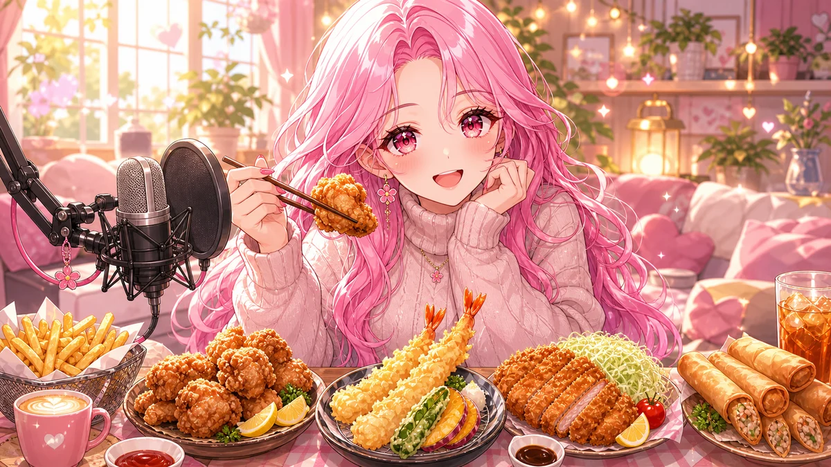 すあお嬢、朝活で揚げ物談義 とんかつ屋のハンバーグから海外のファミチキ熱まで広がった約106分 のV-BUZZ独自アイキャッチ