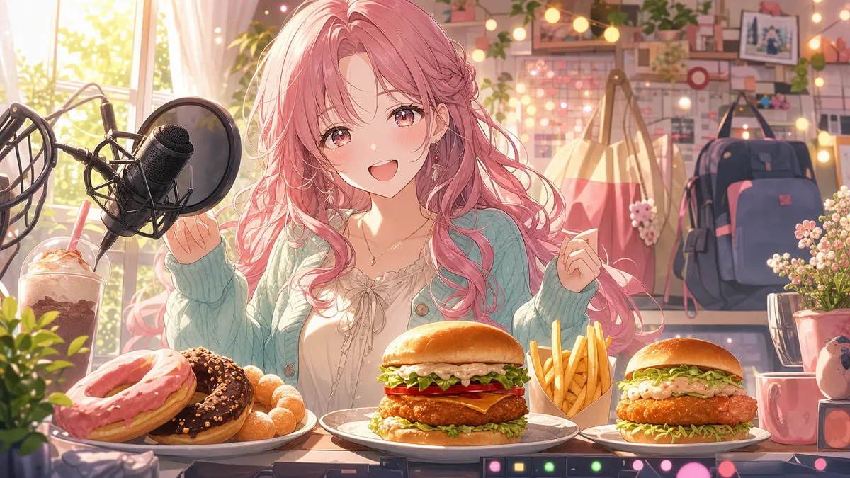 すあお嬢、朝活雑談でモスバーガー熱 モスドと作りたて談義で弾んだ朝枠 のV-BUZZ独自アイキャッチ