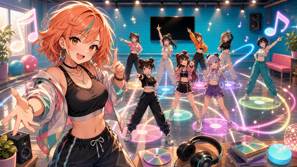 星街すいせいのHoshimatic Project『BEEP BEEP』Dance Practice ver.、9人フォーメーションを固定カメラで確認できる公式映像 のV-BUZZ独自アイキャッチ