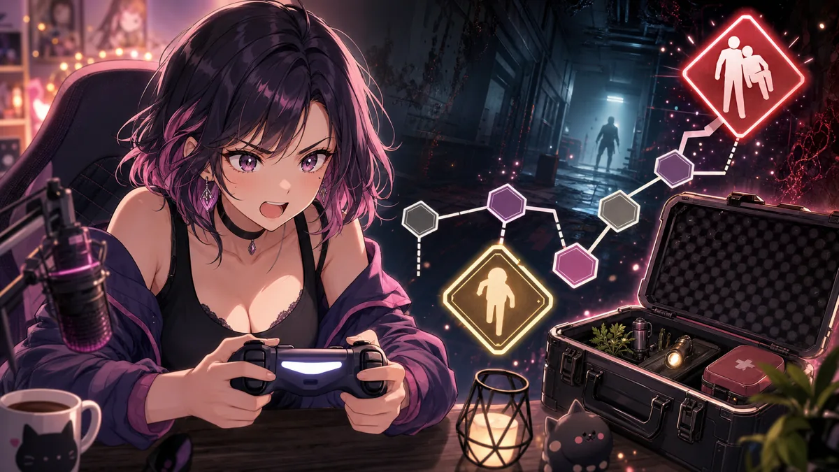 終盤の研究施設へ向かうホラーゲーム配信のイメージ
