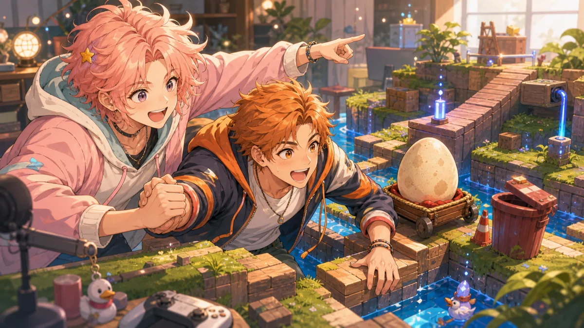 卵を置いたまま突破法を相談するオリジナルキャラクターたちのイメージ