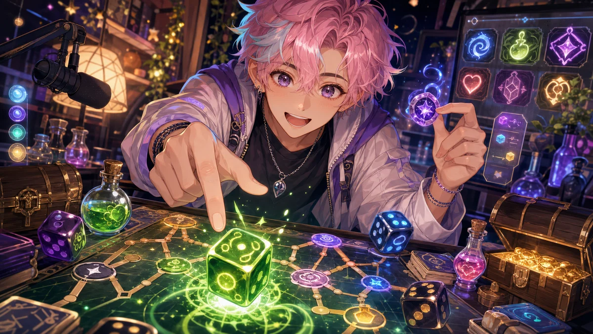 兎鞠まり『ルーンダイス』配信でデッキ構築に夢中 毒、回復、重力ルーンが噛み合う約2時間20分 のV-BUZZ独自アイキャッチ