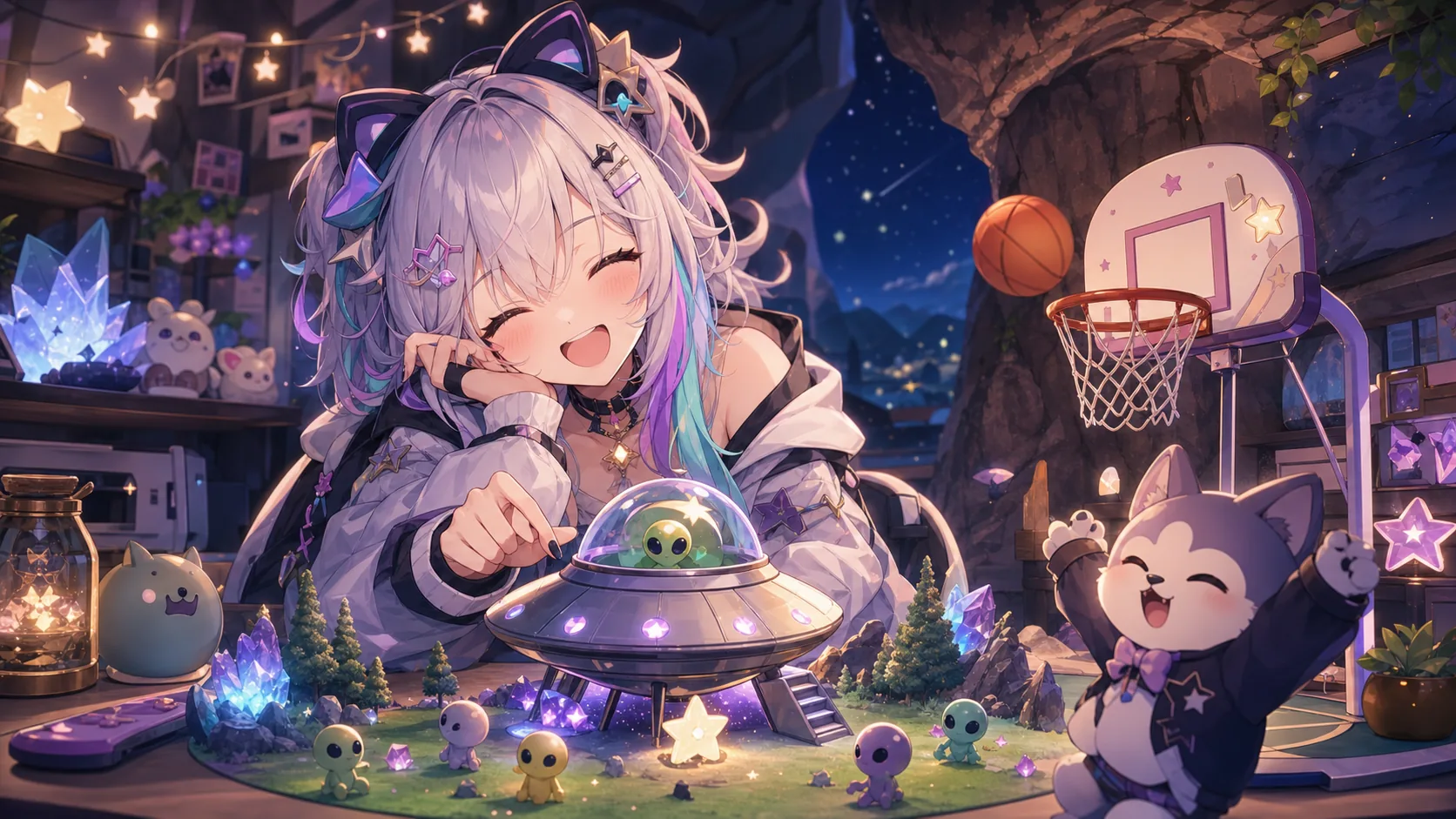 クリア後のUFOとバスケ実績を楽しむオリジナルキャラクターのイメージ