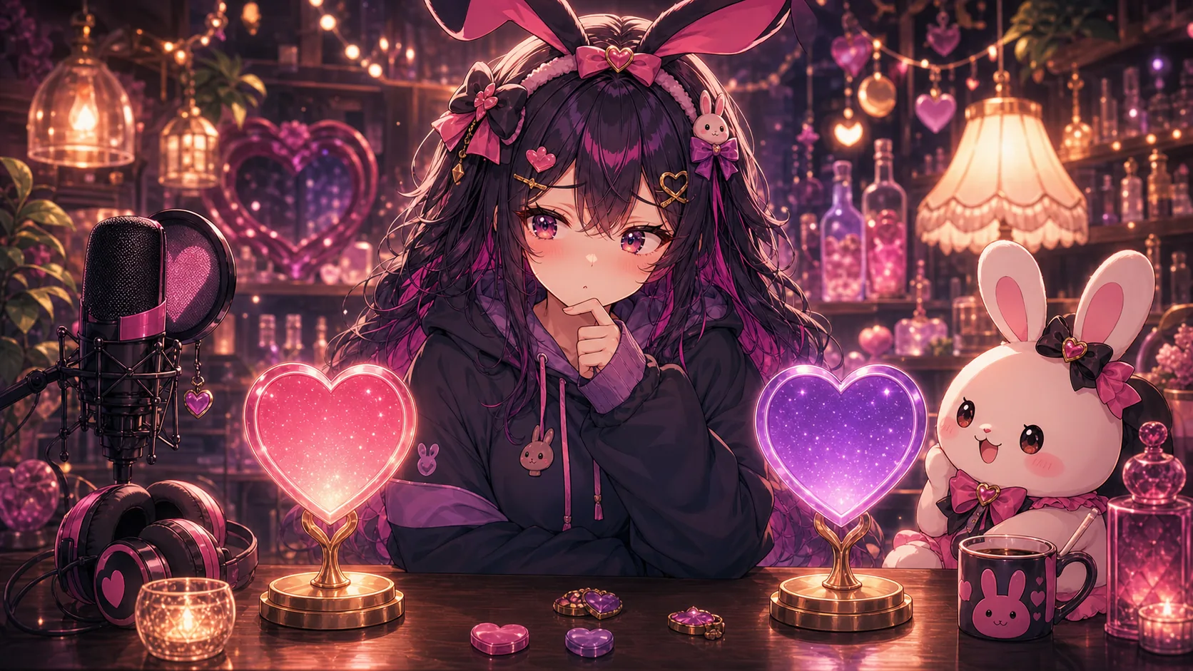 体験入店のキャストと会話しながら投票メモを見比べるかわいいオリジナルキャラクターのイメージ