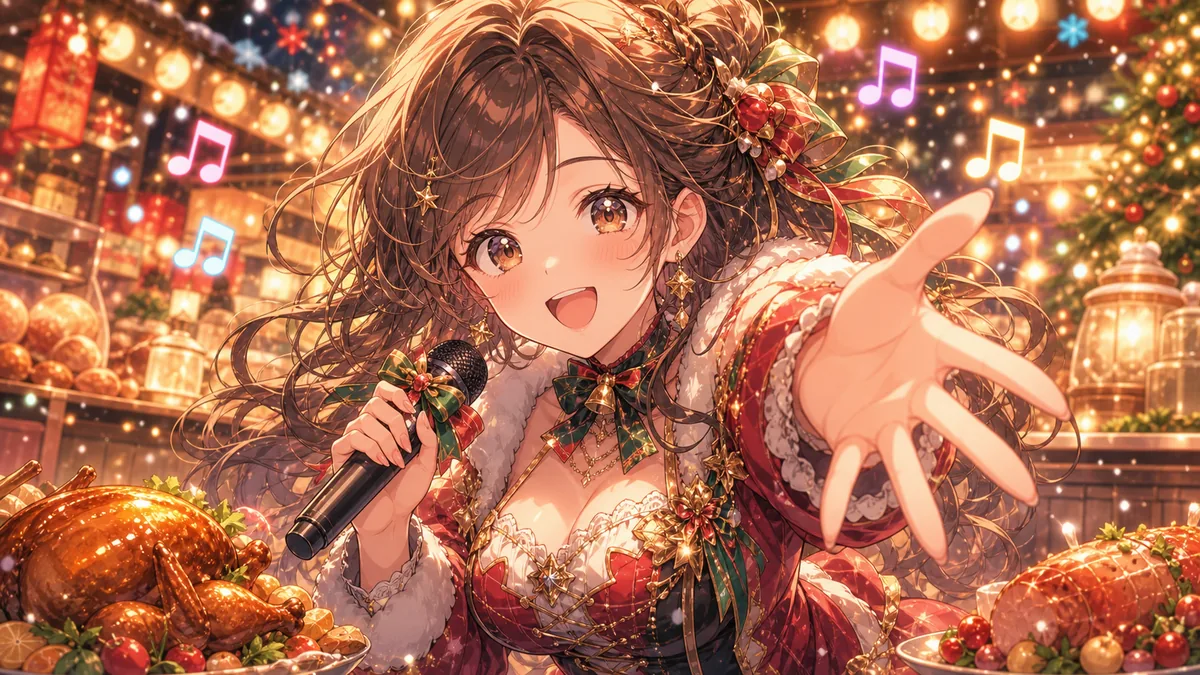兎田ぺこら『ぺこぺこ!! チキンフィーバー☆』MV 店頭アナウンス風に走るクリスマス曲 のV-BUZZ独自アイキャッチ