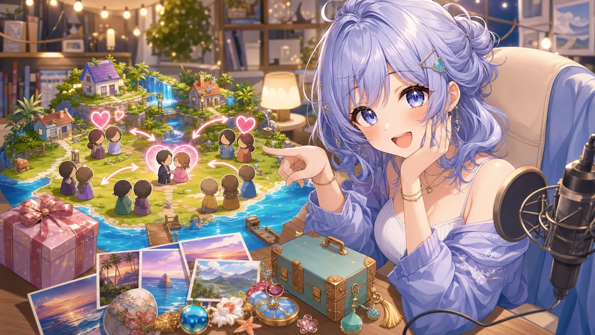 兎田ぺこら『トモダチコレクション』3回目、ノエルとスバル加入から塩マリ成立まで島の恋模様が動く のV-BUZZ独自アイキャッチ