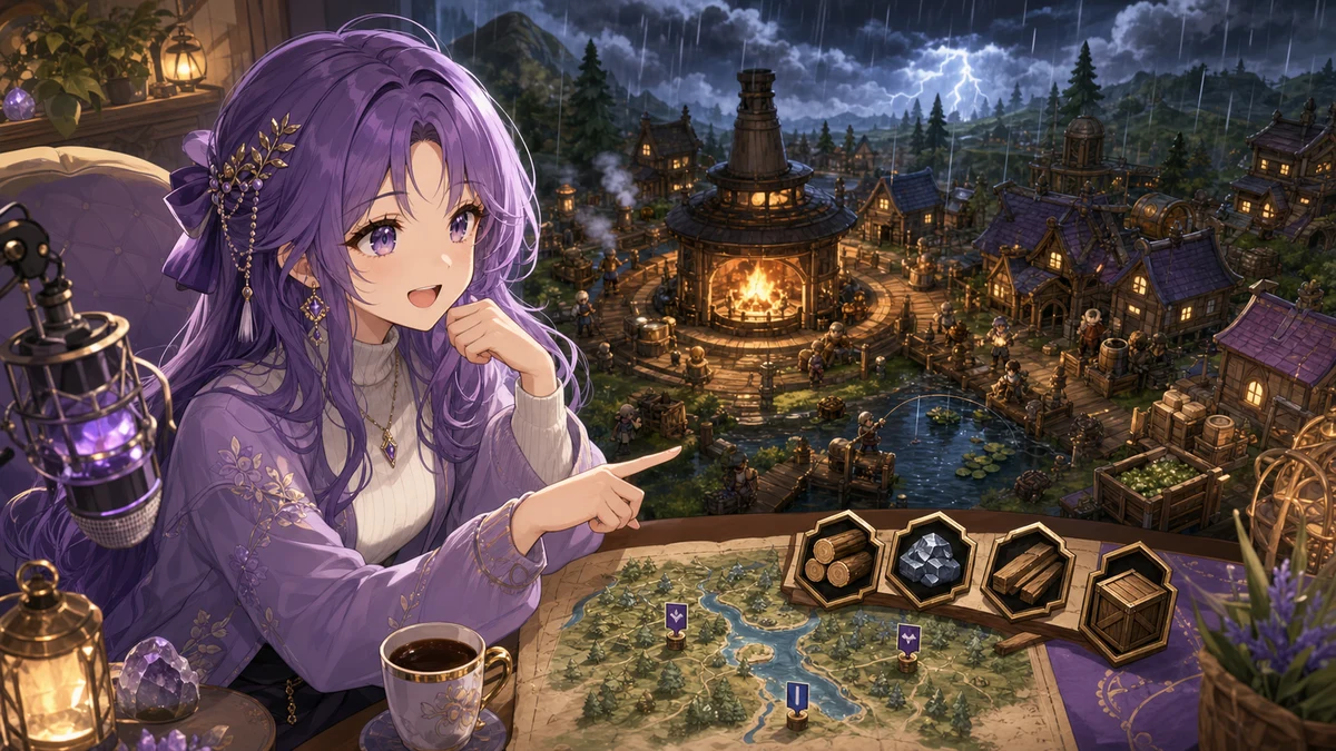 夜見れな『Against the Storm』味見配信、雨の街づくりが4時間半溶けた初回 のV-BUZZ独自アイキャッチ