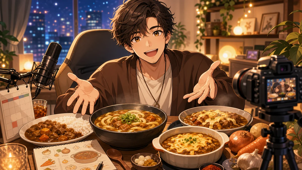 ゆちおニキ、カレー撮影前日の休み前雑談 CoCo壱番屋・丸亀製麺・レトルト比較へ広がった約115分 のV-BUZZ独自アイキャッチ