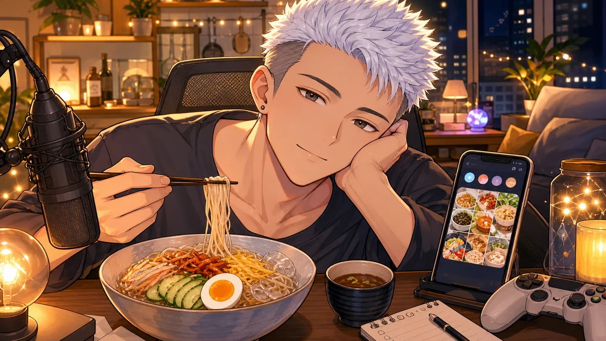 ゆちおニキ、月曜振替雑談で晩ごはんトーク 冷麺から料理ハッシュタグ、配信近況までゆるく広がる のV-BUZZ独自アイキャッチ